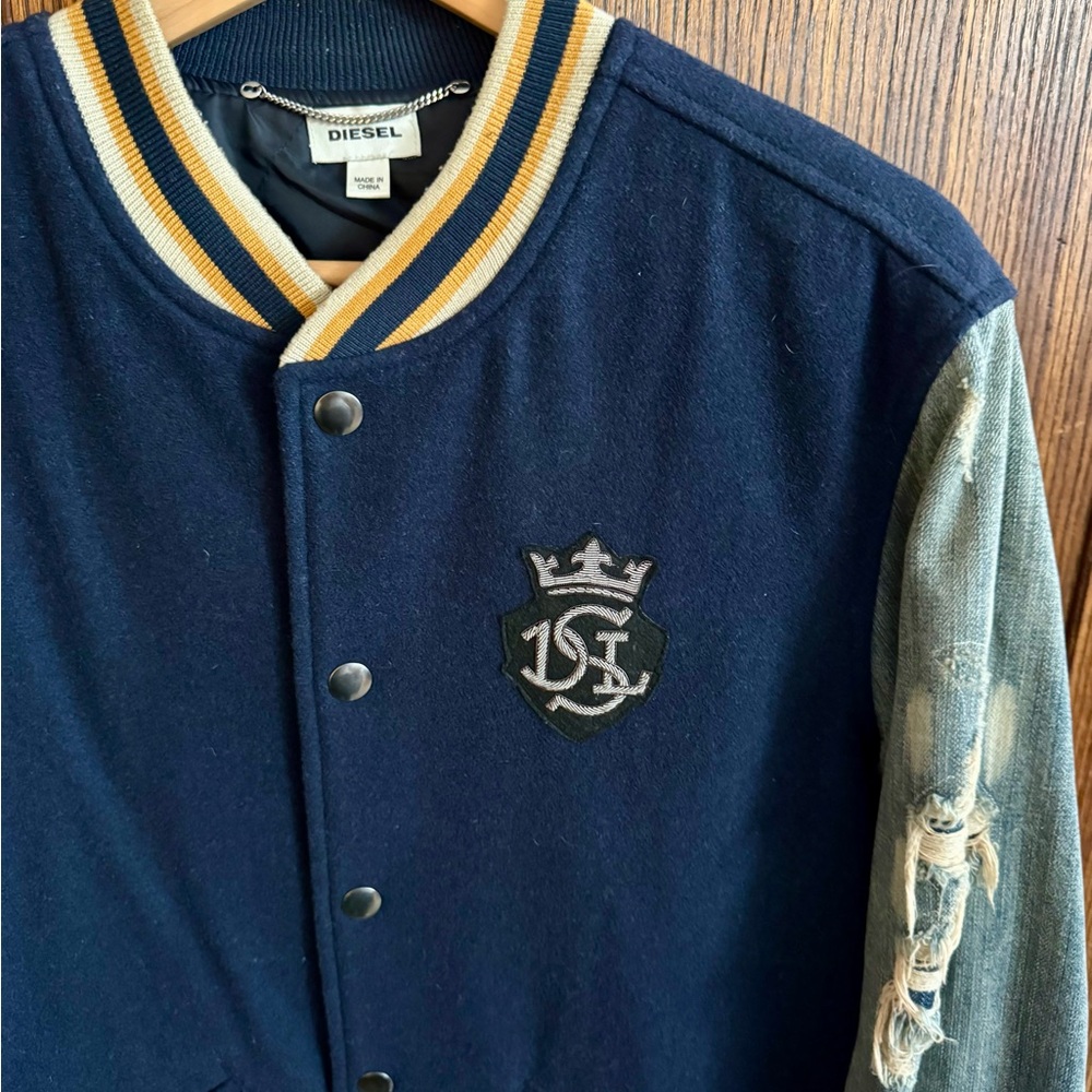 Diesel Men's Navy and Light Blue Varsity Jacket size L - Picture 3 of 12